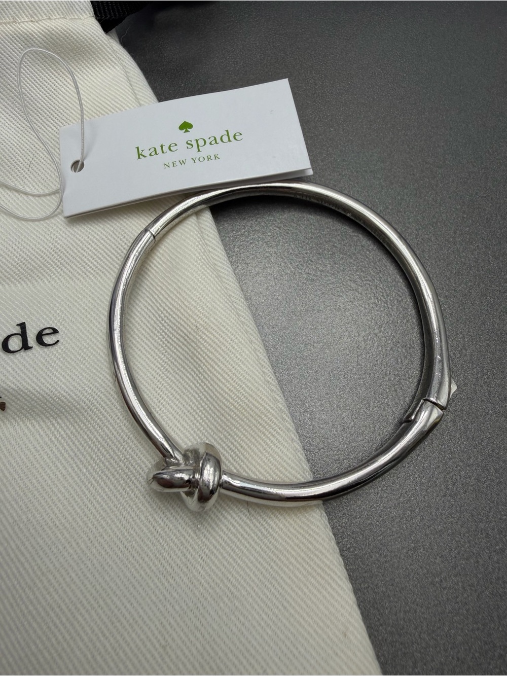 ⬇️⬇️ Kate Spade Silver Tied Up hinged  bangle Bracelet #445BR